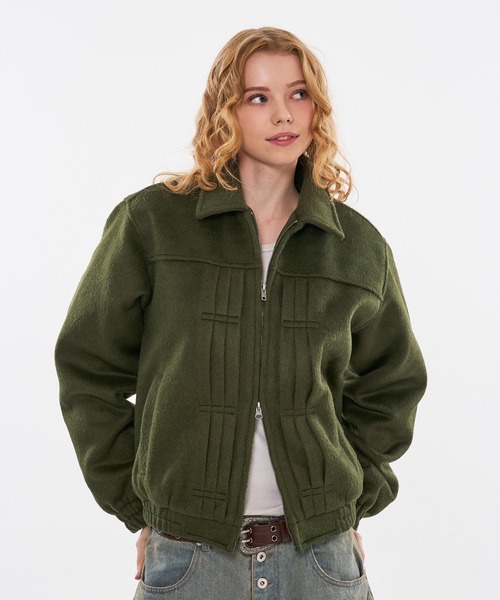WISH FOR EVER（ウィッシュフォーエバー）の「【 3color / 3size 】SHAGGY WOOL BLEND SWITCH SHORT BLOUSON（ブルゾン・メンズ・チャコールグレー/ブラウン/グリーン・LARGE/MEDIUM/SMALL）」の3枚目の写真