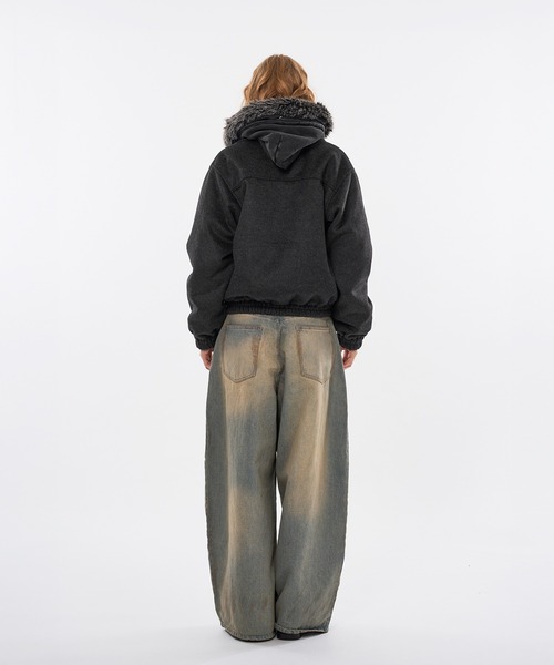 WISH FOR EVER（ウィッシュフォーエバー）の「【 3color / 3size 】SHAGGY WOOL BLEND SWITCH SHORT BLOUSON（ブルゾン・メンズ・チャコールグレー/ブラウン/グリーン・LARGE/MEDIUM/SMALL）」の7枚目の写真