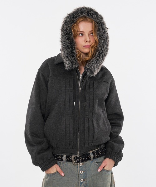 WISH FOR EVER（ウィッシュフォーエバー）の「【 3color / 3size 】SHAGGY WOOL BLEND SWITCH SHORT BLOUSON（ブルゾン・メンズ・チャコールグレー/ブラウン/グリーン・LARGE/MEDIUM/SMALL）」の13枚目の写真