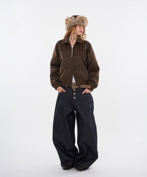 WISH FOR EVER（ウィッシュフォーエバー）の「【 3color / 3size 】SHAGGY WOOL BLEND SWITCH SHORT BLOUSON（ブルゾン・メンズ・チャコールグレー/ブラウン/グリーン・LARGE/MEDIUM/SMALL）」の18枚目の写真