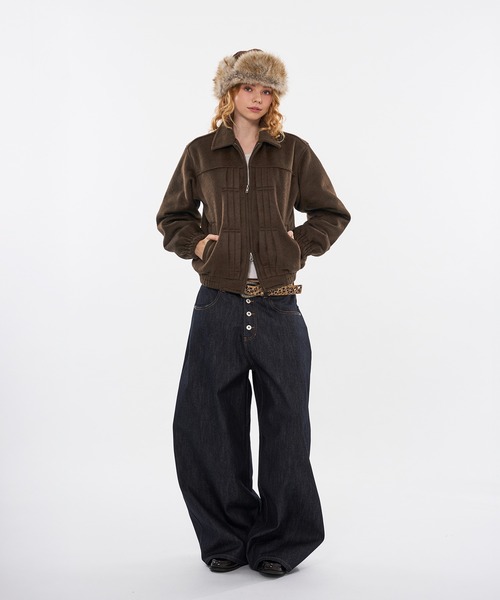 WISH FOR EVER（ウィッシュフォーエバー）の「【 3color / 3size 】SHAGGY WOOL BLEND SWITCH SHORT BLOUSON（ブルゾン・メンズ・チャコールグレー/ブラウン/グリーン・LARGE/MEDIUM/SMALL）」の20枚目の写真