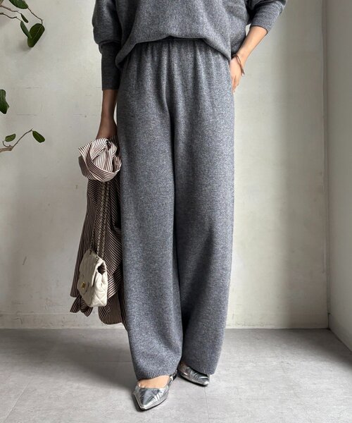 DouDou（ドゥドゥ）の「メリノウール100％ニットパンツ（その他パンツ・レディース・ベージュ/グレー・FREE）」の22枚目の写真