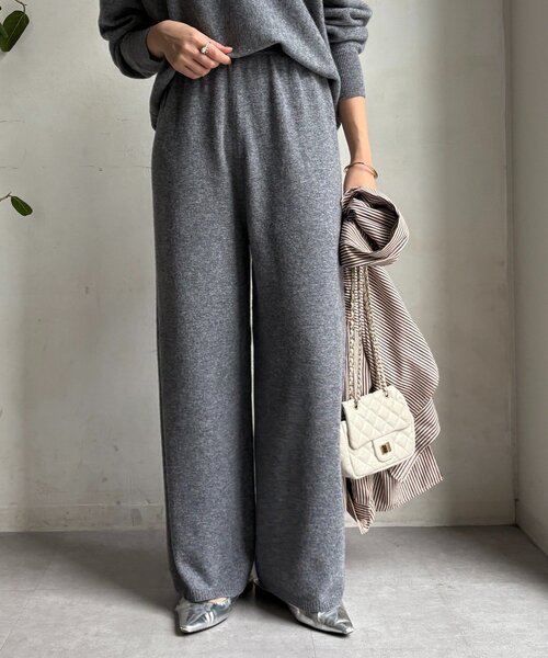 DouDou（ドゥドゥ）の「メリノウール100％ニットパンツ（その他パンツ・レディース・ベージュ/グレー・FREE）」の21枚目の写真