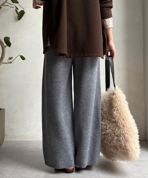 DouDou（ドゥドゥ）の「メリノウール100％ニットパンツ（その他パンツ・レディース・ベージュ/グレー・FREE）」の18枚目の写真