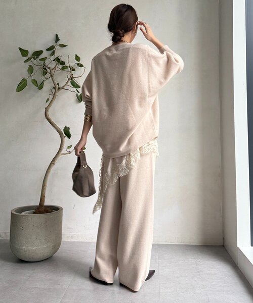 DouDou（ドゥドゥ）の「メリノウール100％ニットパンツ（その他パンツ・レディース・ベージュ/グレー・FREE）」の7枚目の写真