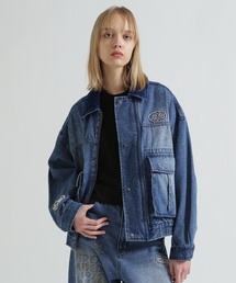 専用です！デニムジャケット バックプリント フォト バックプリント デニムジャケット 3色 オーバーサイズ (デニム