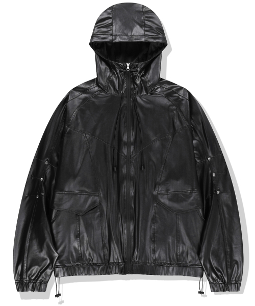 Gloss Highneck Raglan Windbreaker - Black（ナイロンジャケット