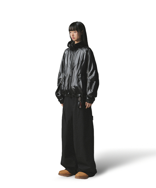 Gloss Highneck Raglan Windbreaker - Black（ナイロンジャケット