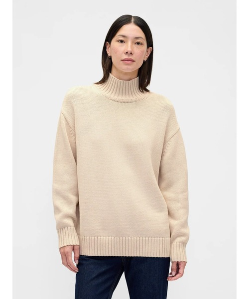 GAP（ギャップ）の「コットン100% オーバーサイズ モックネックセーター（ニット/セーター・レディース・ライトブルー/ピンク/ベージュ/イエロー・XXS/XL/L/M/S/XS）」の2枚目の写真