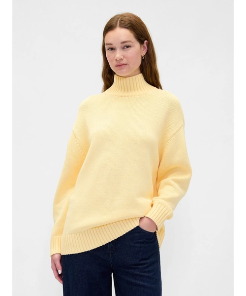 GAP（ギャップ）の「コットン100% オーバーサイズ モックネックセーター（ニット/セーター・レディース・ライトブルー/ピンク/ベージュ/イエロー・XXS/XL/L/M/S/XS）」の4枚目の写真
