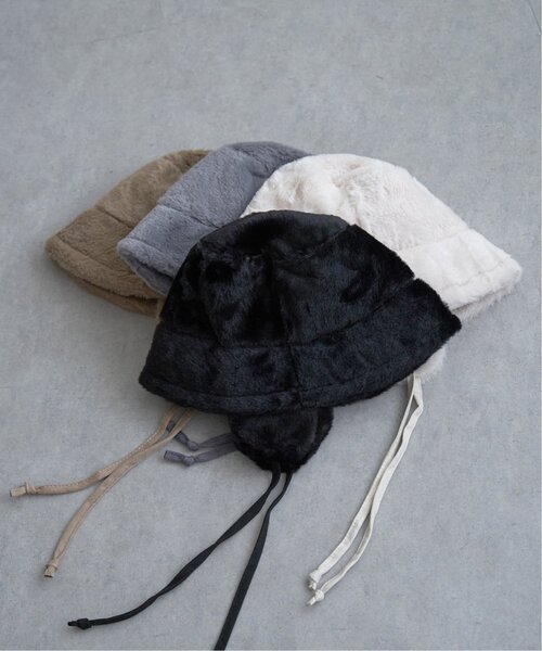 VENCEEXCHANGE（ヴァンスエクスチェンジ）の「イヤーフラップ付きファーバケハ（ニットキャップ/ビーニー・レディース・ブラック/グレー/ブラウン/アイボリー・FREE）」の3枚目の写真