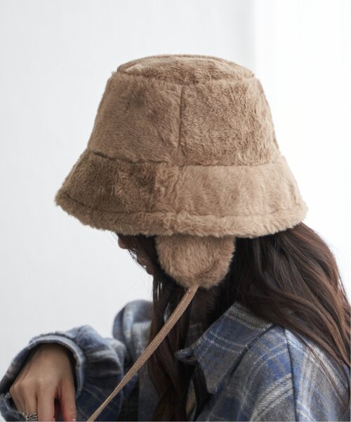 VENCEEXCHANGE（ヴァンスエクスチェンジ）の「イヤーフラップ付きファーバケハ（ニットキャップ/ビーニー・レディース・ブラック/グレー/ブラウン/アイボリー・FREE）」の7枚目の写真