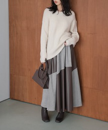 AMELY | 異素材ドッキング フレアスカート(スカート)