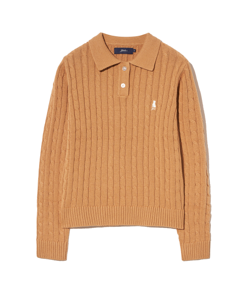 YALE（イェール）の「ウィメンズケーブルポロニット_キャメル（ニット/セーター・レディース・その他・SMALL/MEDIUM/LARGE）」の2枚目の写真