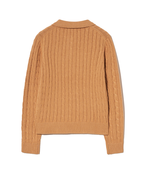 YALE（イェール）の「ウィメンズケーブルポロニット_キャメル（ニット/セーター・レディース・その他・SMALL/MEDIUM/LARGE）」の3枚目の写真