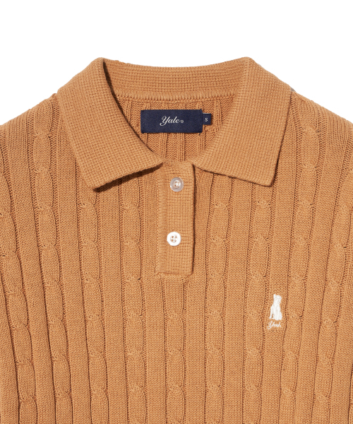 YALE（イェール）の「ウィメンズケーブルポロニット_キャメル（ニット/セーター・レディース・その他・SMALL/MEDIUM/LARGE）」の4枚目の写真