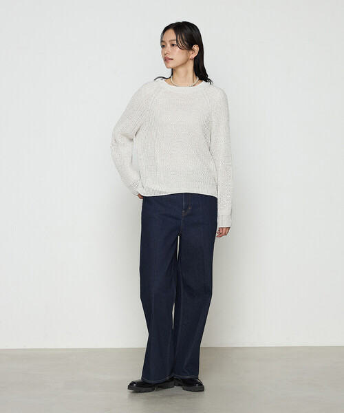 COMME CA(コムサ)の「〔 TALLサイズ 〕 和紙混杢ニット プルオーバー(ニット/セーター・レディース・ネイビー/グレー系・15号)」の3枚目の写真
