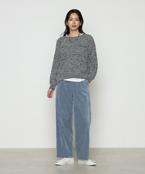 COMME CA(コムサ)の「〔 TALLサイズ 〕 和紙混杢ニット プルオーバー(ニット/セーター・レディース・ネイビー/グレー系・15号)」の6枚目の写真