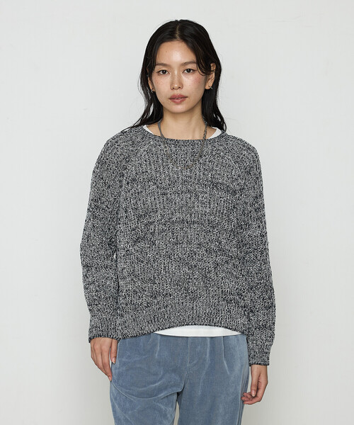 COMME CA(コムサ)の「〔 TALLサイズ 〕 和紙混杢ニット プルオーバー(ニット/セーター・レディース・ネイビー/グレー系・15号)」の2枚目の写真