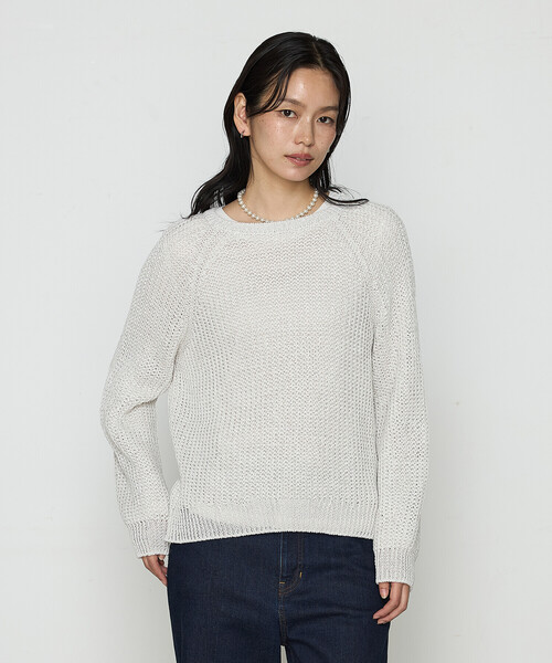 COMME CA(コムサ)の「〔 TALLサイズ 〕 和紙混杢ニット プルオーバー(ニット/セーター・レディース・ネイビー/グレー系・15号)」の4枚目の写真