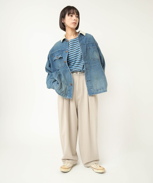 RNA-N(アールエヌエーエヌ)の「M2597 ボーダーバスクシャツ(Tシャツ/カットソー・レディース・ホワイト×グリーン/ホワイト×ピンク/ブルー・FREE)」の22枚目の写真