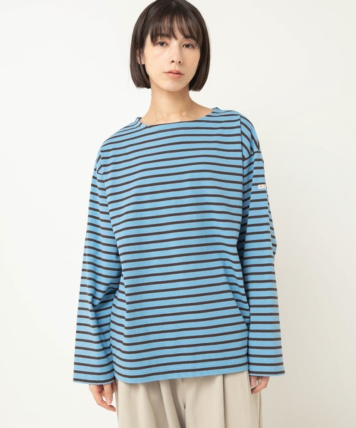 RNA-N(アールエヌエーエヌ)の「M2597 ボーダーバスクシャツ(Tシャツ/カットソー・レディース・ホワイト×グリーン/ホワイト×ピンク/ブルー・FREE)」の11枚目の写真
