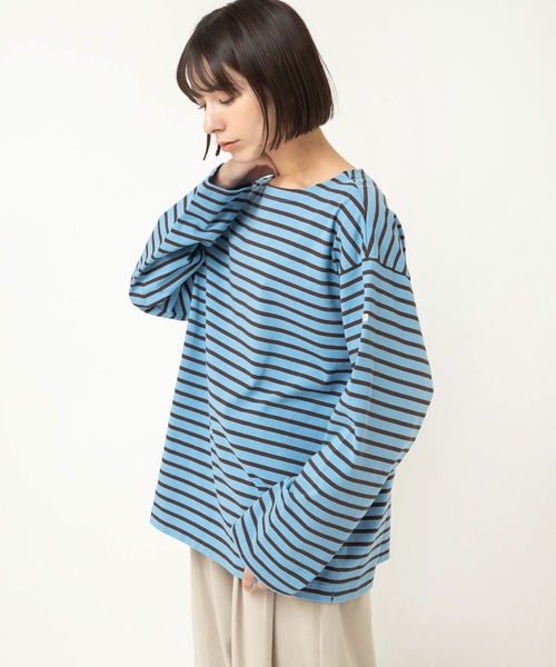 RNA-N(アールエヌエーエヌ)の「M2597 ボーダーバスクシャツ(Tシャツ/カットソー・レディース・ホワイト×グリーン/ホワイト×ピンク/ブルー・FREE)」の12枚目の写真