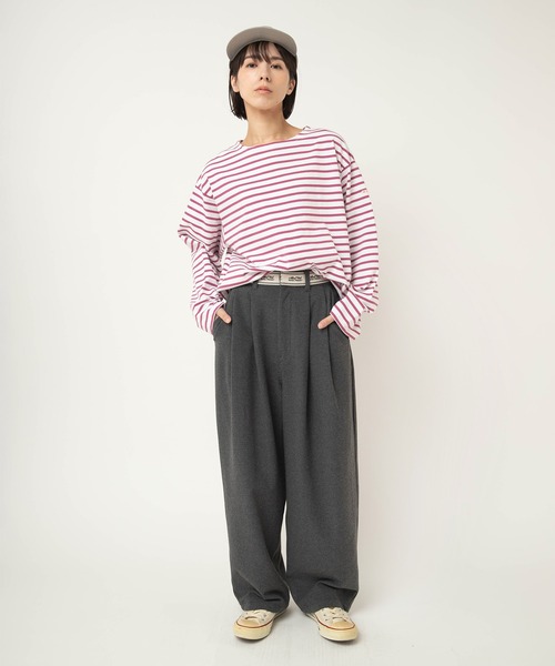 RNA-N(アールエヌエーエヌ)の「M2597 ボーダーバスクシャツ(Tシャツ/カットソー・レディース・ホワイト×グリーン/ホワイト×ピンク/ブルー・FREE)」の18枚目の写真