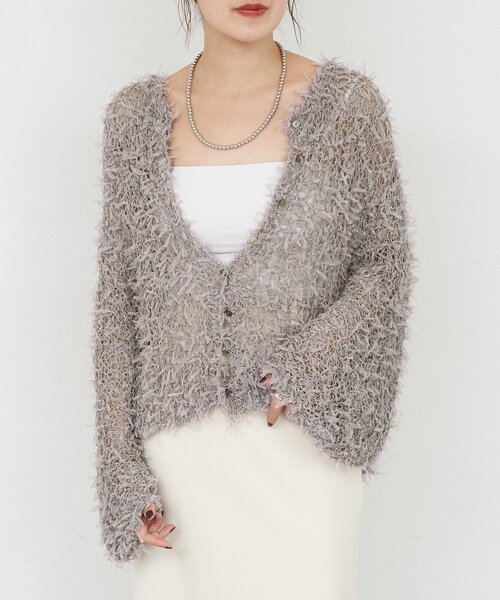 SHENERY(シーナリー)の「チュールヤーンネップカーディガン(カーディガン/ボレロ・レディース・ベージュ/ブラック/ホワイト・FREE)」の1枚目の写真