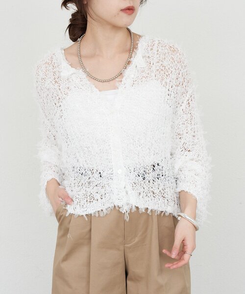 SHENERY(シーナリー)の「チュールヤーンネップカーディガン(カーディガン/ボレロ・レディース・ベージュ/ブラック/ホワイト・FREE)」の2枚目の写真