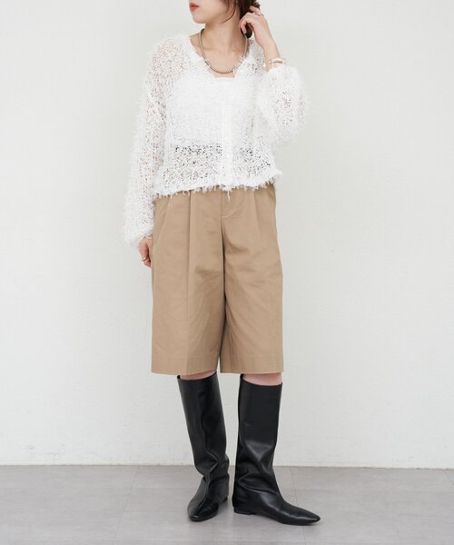 SHENERY(シーナリー)の「チュールヤーンネップカーディガン(カーディガン/ボレロ・レディース・ベージュ/ブラック/ホワイト・FREE)」の4枚目の写真