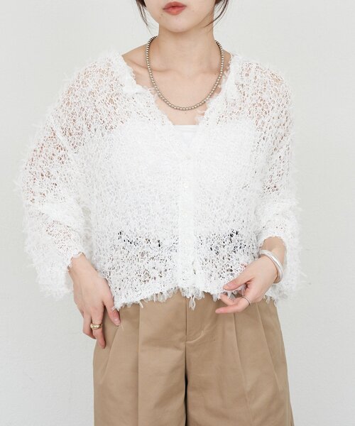 SHENERY(シーナリー)の「チュールヤーンネップカーディガン(カーディガン/ボレロ・レディース・ベージュ/ブラック/ホワイト・FREE)」の10枚目の写真