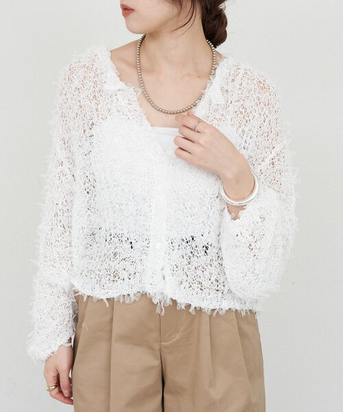 SHENERY(シーナリー)の「チュールヤーンネップカーディガン(カーディガン/ボレロ・レディース・ベージュ/ブラック/ホワイト・FREE)」の11枚目の写真