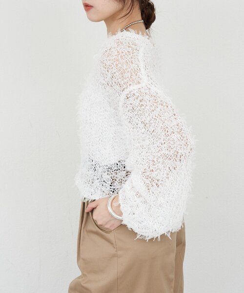 SHENERY(シーナリー)の「チュールヤーンネップカーディガン(カーディガン/ボレロ・レディース・ベージュ/ブラック/ホワイト・FREE)」の13枚目の写真