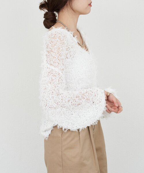 SHENERY(シーナリー)の「チュールヤーンネップカーディガン(カーディガン/ボレロ・レディース・ベージュ/ブラック/ホワイト・FREE)」の15枚目の写真