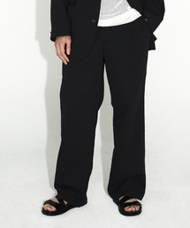 ULKIN（ウルキン）の「シアサーカー ワイドスラックス_チャコール（スラックス）」