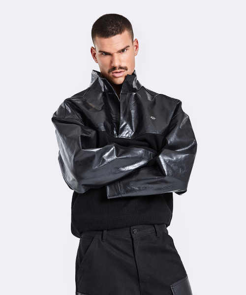 51%（フィフティーワンパーセント）の「Leather Knit Anorak - Black（その他トップス・メンズ・その他・MEDIUM/LARGE）」の2枚目の写真