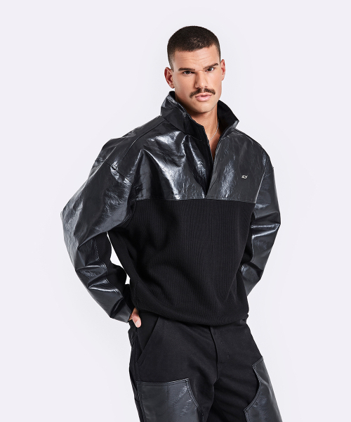 51%（フィフティーワンパーセント）の「Leather Knit Anorak - Black（その他トップス・メンズ・その他・MEDIUM/LARGE）」の3枚目の写真