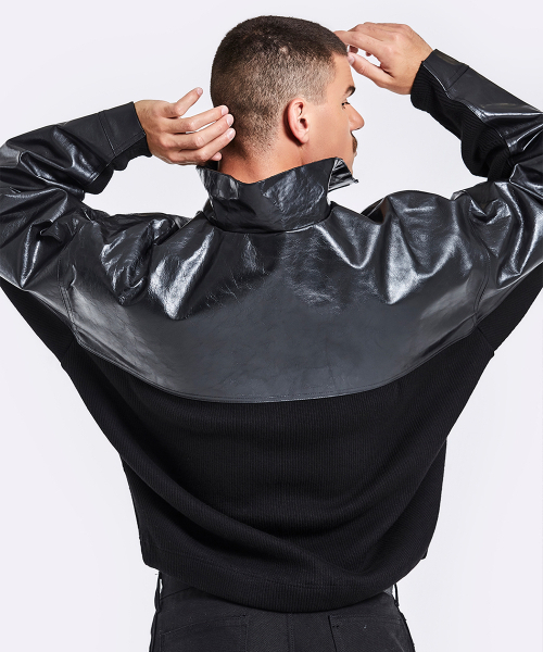 51%（フィフティーワンパーセント）の「Leather Knit Anorak - Black（その他トップス・メンズ・その他・MEDIUM/LARGE）」の4枚目の写真