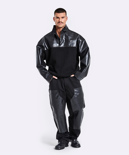 51%（フィフティーワンパーセント）の「Leather Knit Anorak - Black（その他トップス・メンズ・その他・MEDIUM/LARGE）」の6枚目の写真