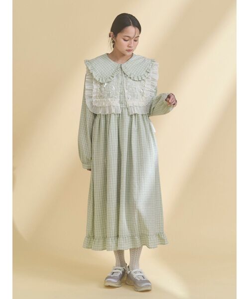 merry jenny（メリージェニー）の「チェックフリルカラーワンピース（ワンピース・レディース・ネイビー/ピンク/グリーン・FREE）」の9枚目の写真