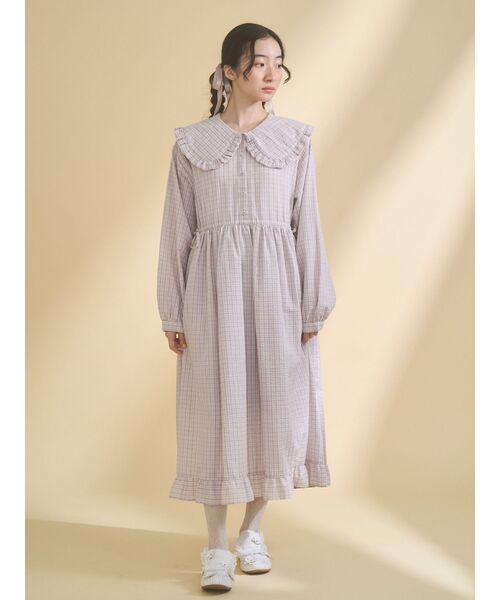 merry jenny（メリージェニー）の「チェックフリルカラーワンピース（ワンピース・レディース・ネイビー/ピンク/グリーン・FREE）」の13枚目の写真
