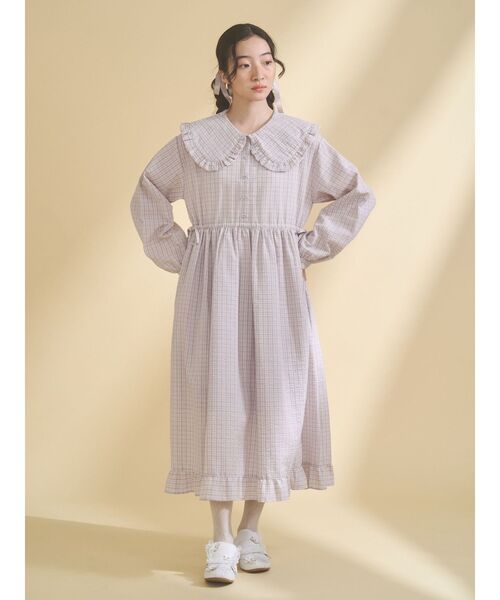 merry jenny（メリージェニー）の「チェックフリルカラーワンピース（ワンピース・レディース・ネイビー/ピンク/グリーン・FREE）」の14枚目の写真