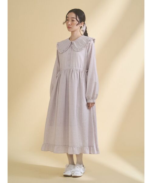 merry jenny（メリージェニー）の「チェックフリルカラーワンピース（ワンピース・レディース・ネイビー/ピンク/グリーン・FREE）」の15枚目の写真