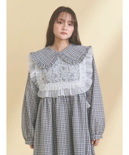 merry jenny（メリージェニー）の「チェックフリルカラーワンピース（ワンピース・レディース・ネイビー/ピンク/グリーン・FREE）」の19枚目の写真