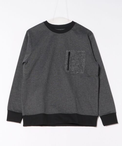 NO NEED(ノーニード)の「ヘリンボーン裏起毛プルオーバー(Tシャツ/カットソー・メンズ・オリーブ/ブラック・M/L)」の1枚目の写真