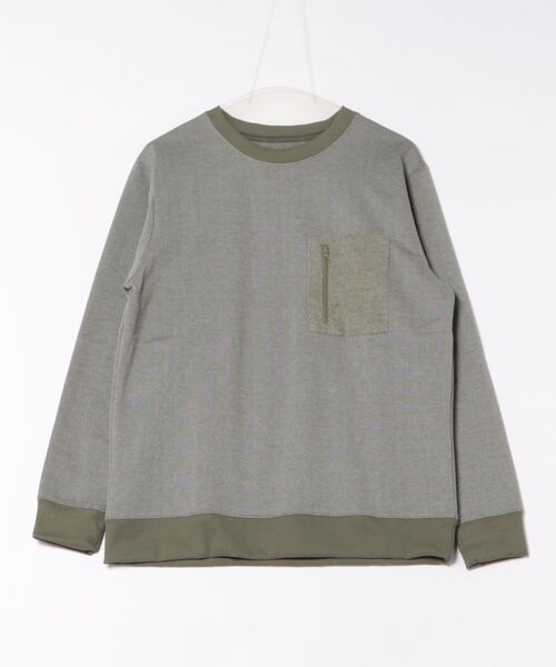NO NEED(ノーニード)の「ヘリンボーン裏起毛プルオーバー(Tシャツ/カットソー・メンズ・オリーブ/ブラック・M/L)」の14枚目の写真