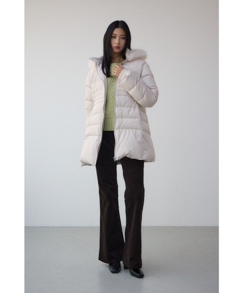 VENUS フードファーベルト付ミドルダウンコート（ダウンジャケット