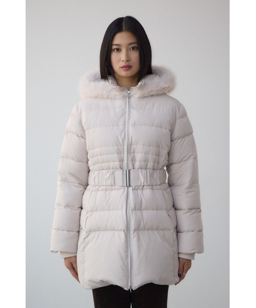 AZUL by moussy(アズールバイマウジー)の「VENUS フードファーベルト付ミドルダウンコート(ダウンジャケット/コート・レディース・ブラック/アイボリー・SMALL/MEDIUM)」の7枚目の写真