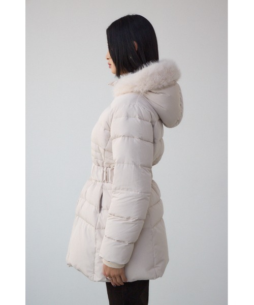 VENUS フードファーベルト付ミドルダウンコート（ダウンジャケット